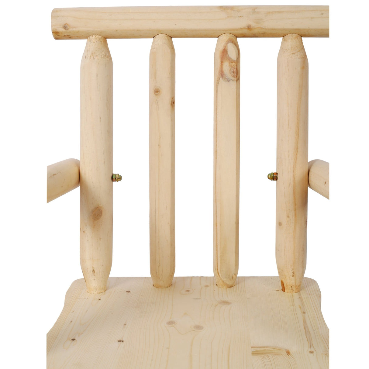 Rustic Bar Stool Fir Wood Construction Chair Backrest Footrest Wide Armrest 4 - Foot - Light Brown - Fab Heavy Parts