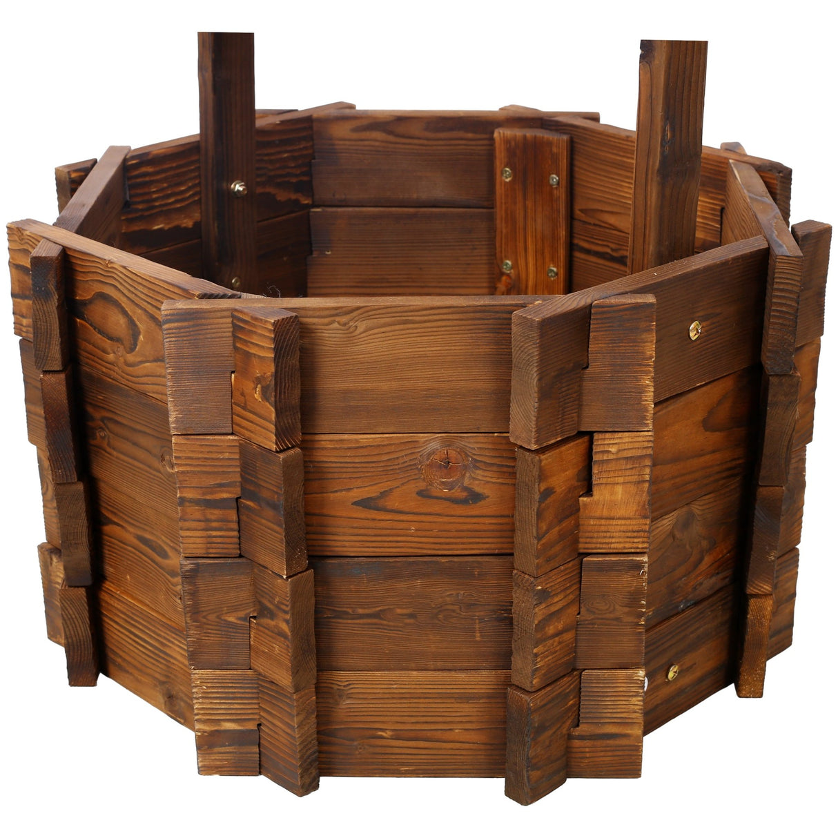 Rustic Wooden Wishing Well Planter w/Hanging Bucket 20in - Fab Heavy Parts