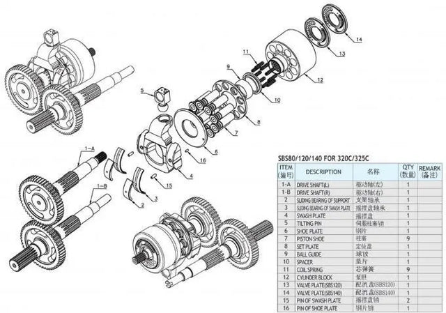 SBS80 Pump Repair Parts Kit Fits For Caterpillar 312C 312D 315C 315D