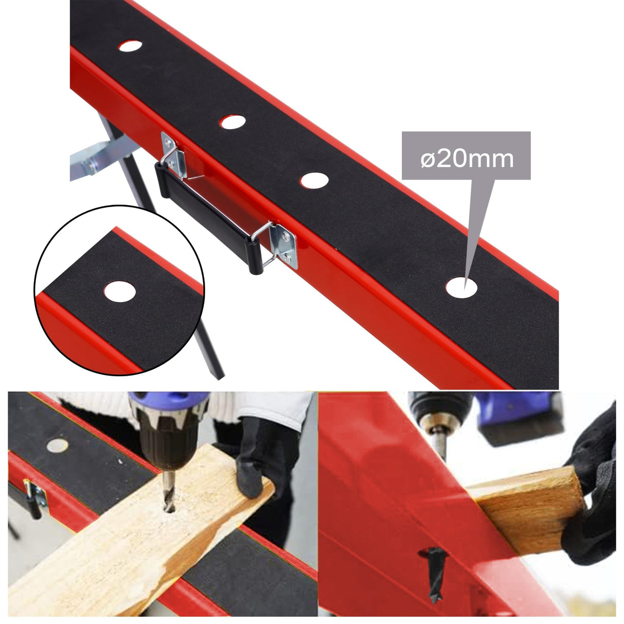 Saw Horses 2 Pack Folding Portable Work Horse with Fast Open Legs for Garage Workshop Fully Assembled - red&black - Fab Heavy Parts