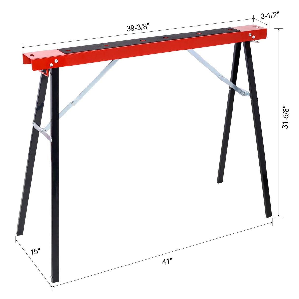 Saw Horses 2 Pack Folding Portable Work Horse with Fast Open Legs for Garage Workshop Fully Assembled - red&black - Fab Heavy Parts
