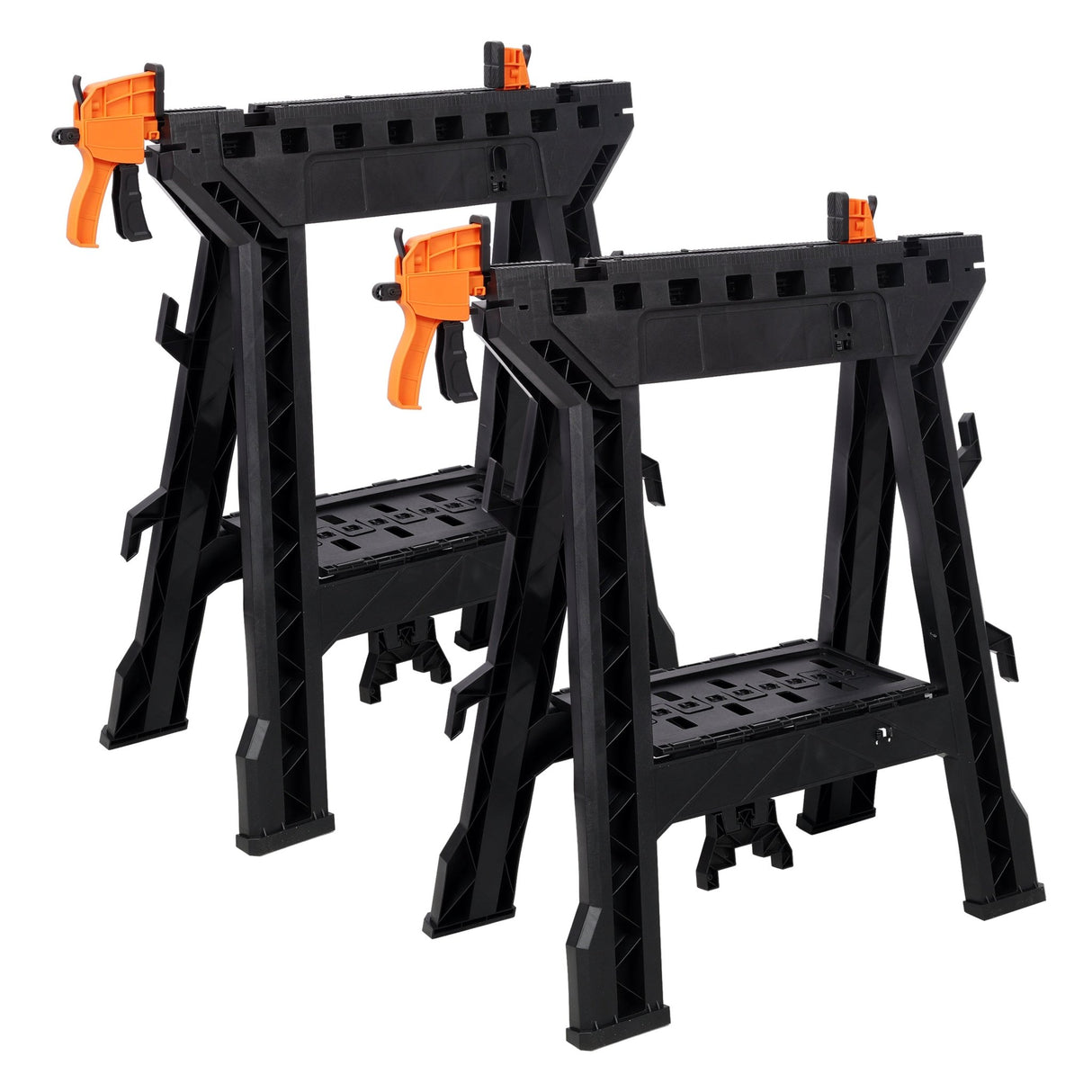 Set of 2 Folding Clamping Sawhorse Heavy Duty Clamping Sawhorse 2200 LBS Load Capacity - Fab Heavy Parts