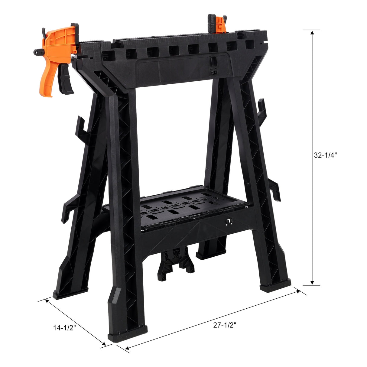Set of 2 Folding Clamping Sawhorse Heavy Duty Clamping Sawhorse 2200 LBS Load Capacity - Fab Heavy Parts