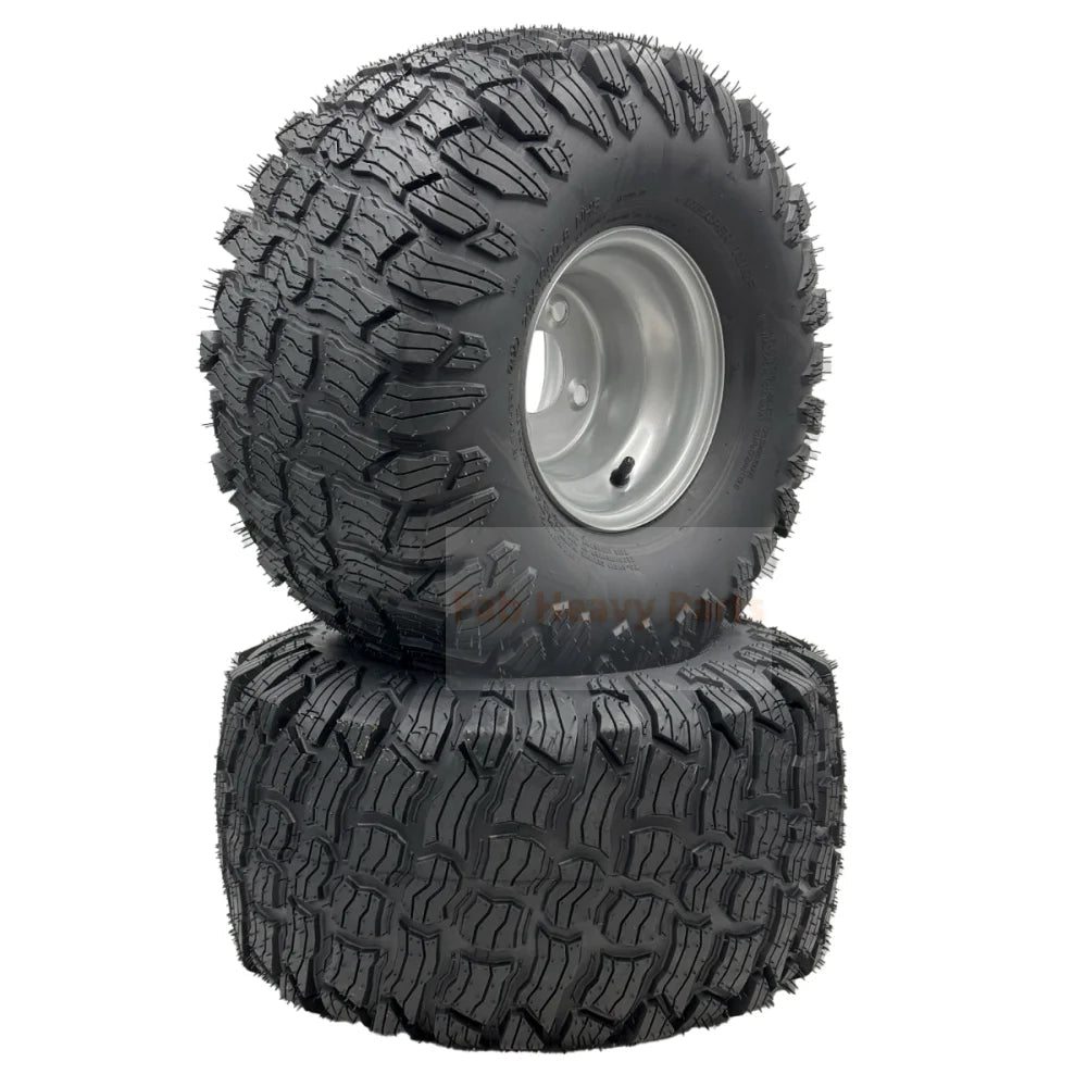 Set of 2 Silver Tire 20x10.00 - 8 Reaper Turf Wheel Assembly - Fab Heavy Parts