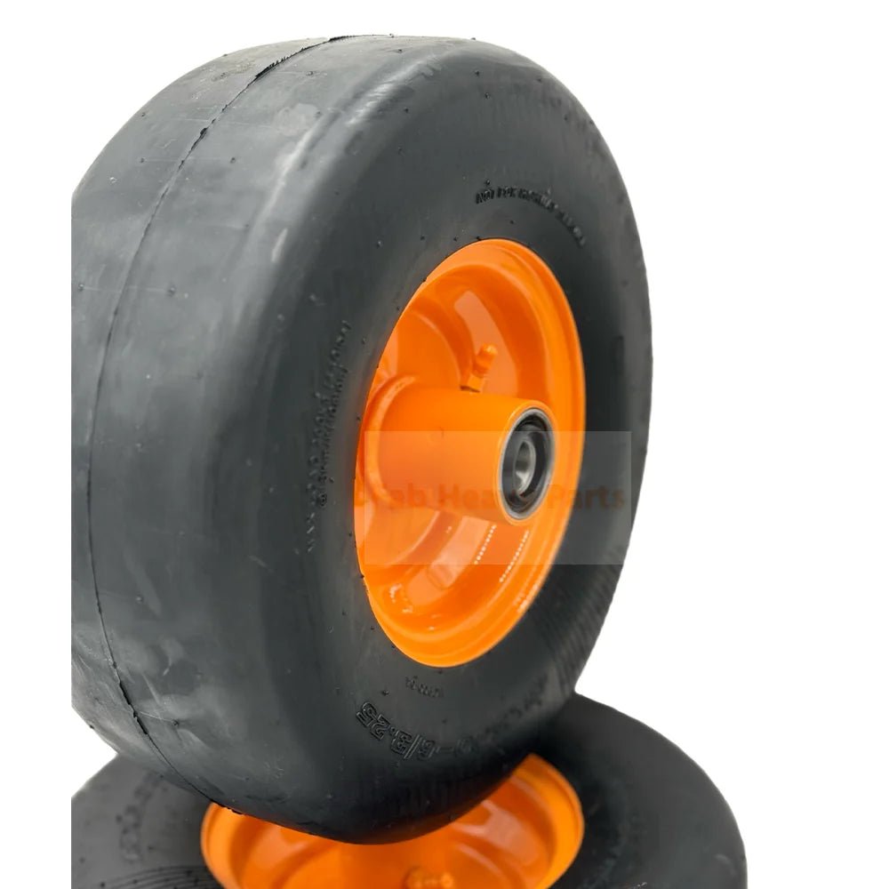 Set of 2 Tire 13x5.00 - 6 Smooth Flat Free Lawn Mower Wheel Assembly - Fab Heavy Parts