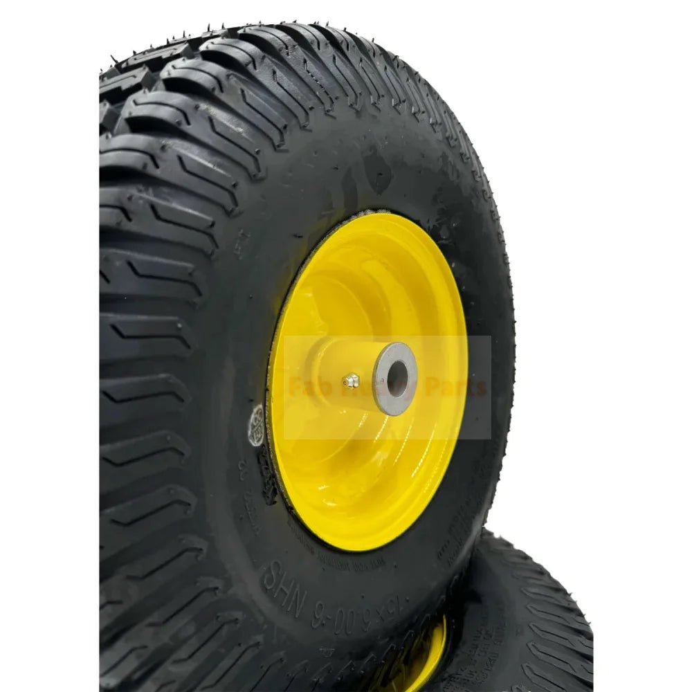 Set of 2 - Tire 15x6.00 - 6 Lawn Mower Wheel - 3/4 Inch Axle, Strong Turf - Fab Heavy Parts