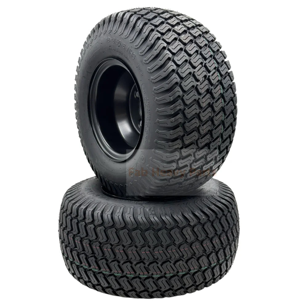 Set of 2 - Tire 18x8.50 - 8 Flat Black Grass Master Turf Wheel Assembly - Fab Heavy Parts