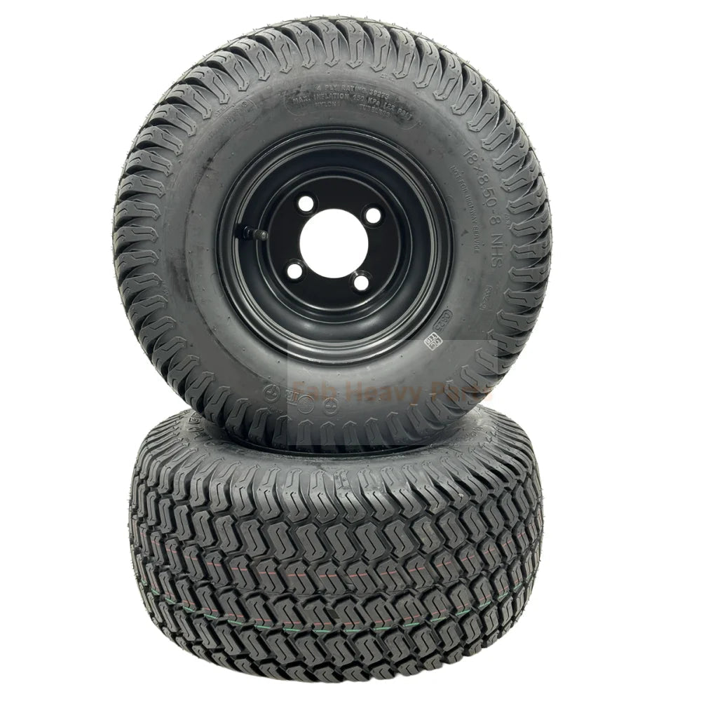 Set of 2 - Tire 18x8.50 - 8 Flat Black Grass Master Turf Wheel Assembly - Fab Heavy Parts