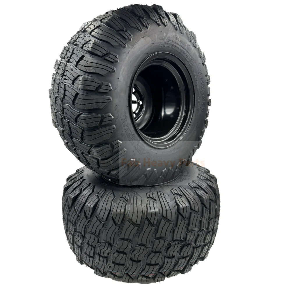 Set of 2 - Tire 26x12.00 - 12 4 Ply Reaper Turf Wheel Assembly - Fab Heavy Parts
