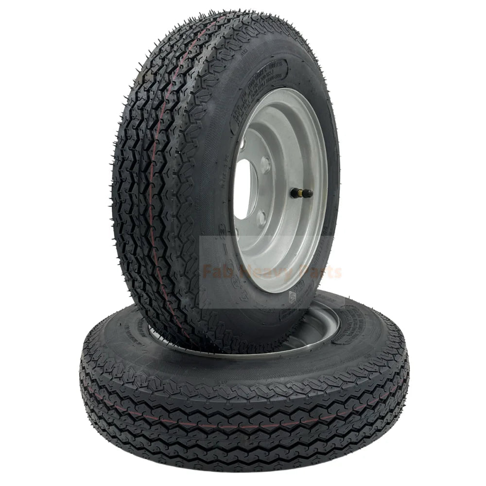 Set of 2 Tire 4.80x8 6 Ply Trailer Tire Assembly 16" - Fab Heavy Parts