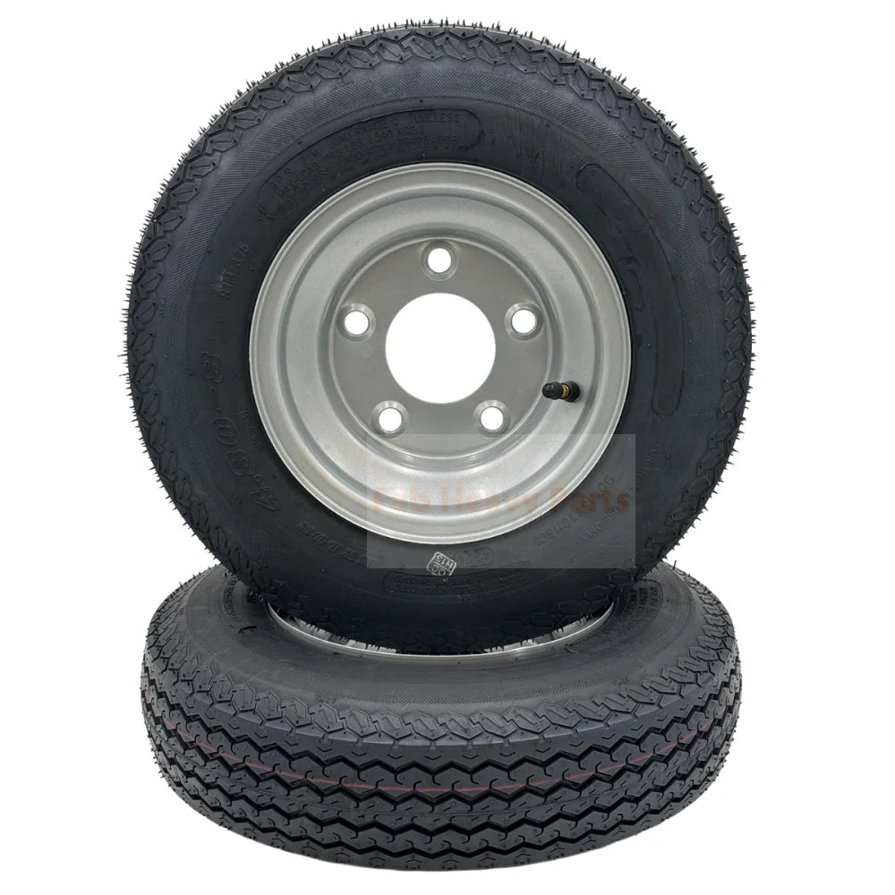 Set of 2 Tire 4.80x8 6 Ply Trailer Tire Assembly 16" - Fab Heavy Parts