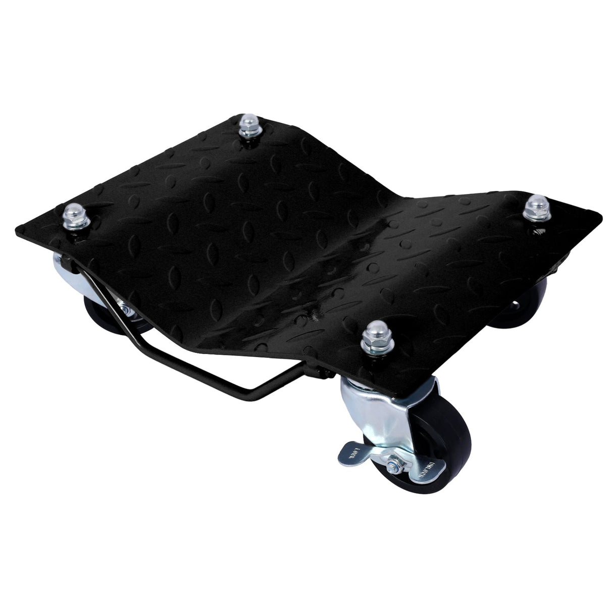 Set of 4 Heavy Duty 4 Tire Wheel Dolly Car Stakes 6000lbs Capacity - Black - Fab Heavy Parts