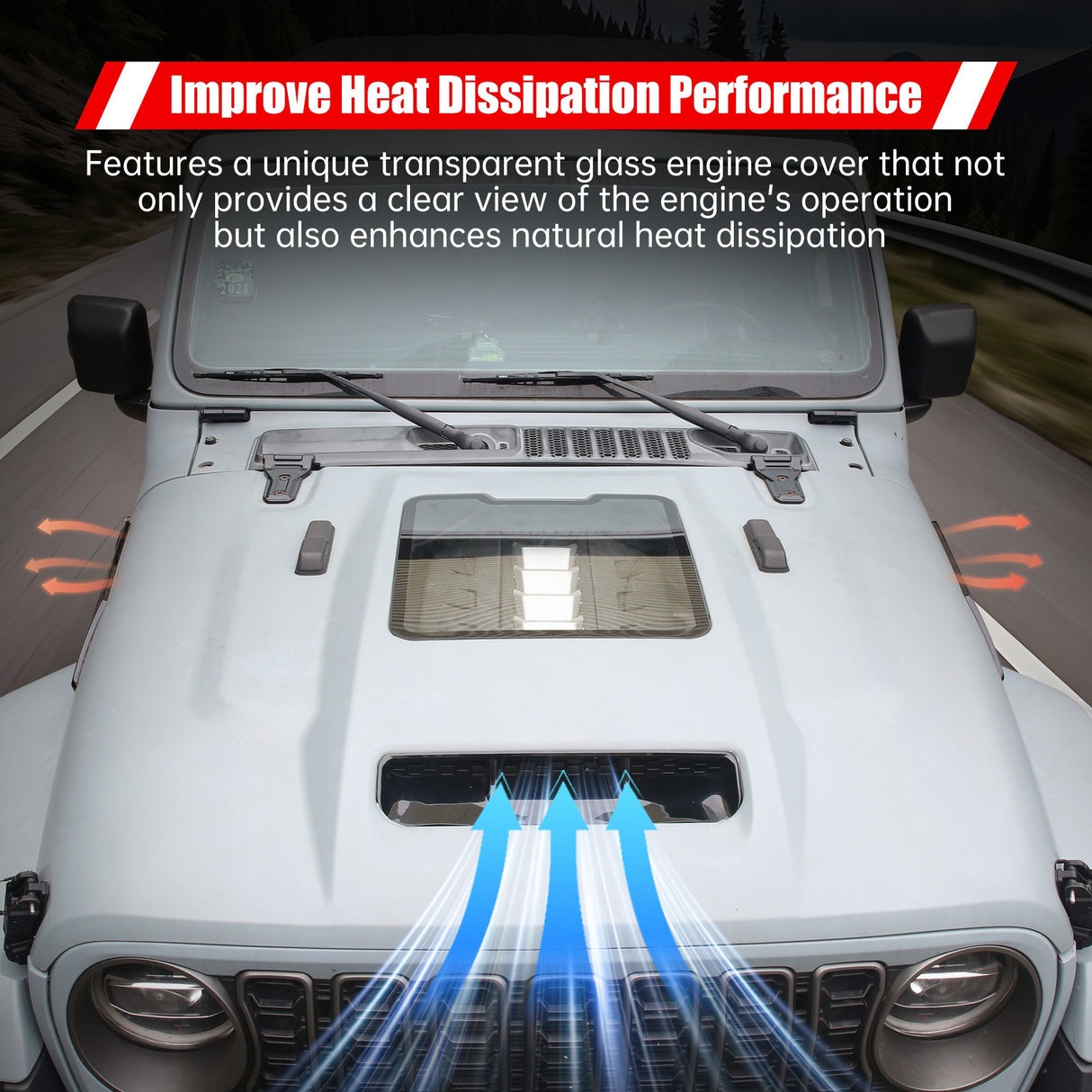 Space - Capsule Style Hood/Heat Dispersion Hood Fits for 2018 - 2023 Jeep Wrangler JL JLU & 2020 - 2023 Gladiator JT (Not for Mojave&392 Model) - Fab Heavy Parts