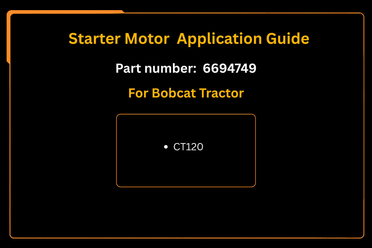 Starter Motor 6694749 Aftermarket Replacement For Bobcat Tractor CT120 - Fab Heavy Parts