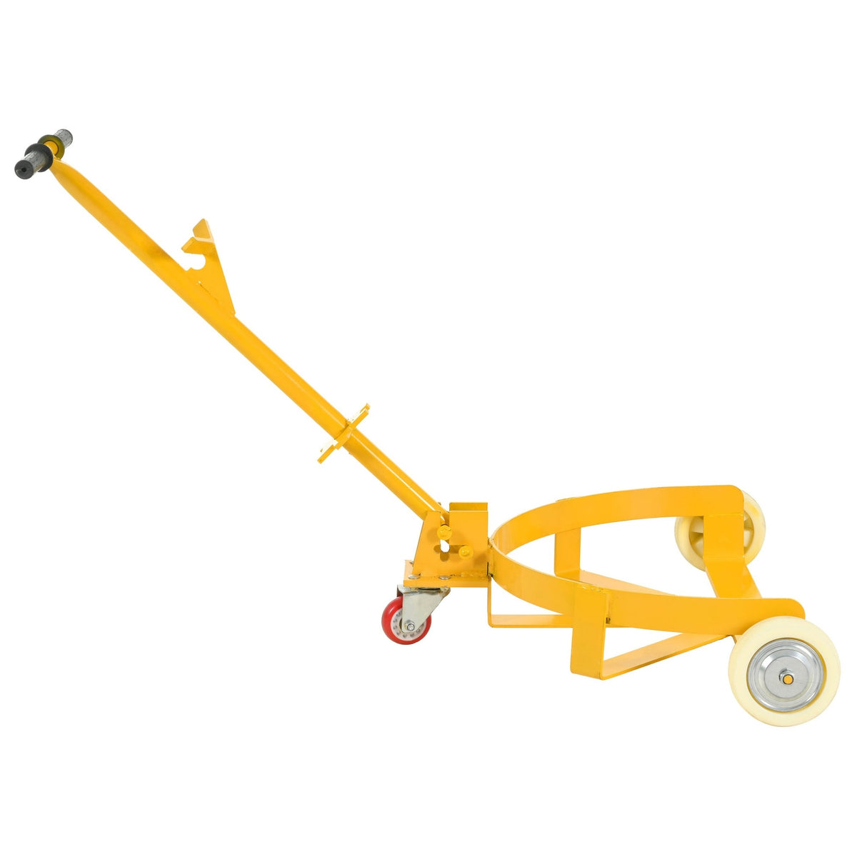 Steel Drum Dolly 55 Gallon Capacity Oil Barrel Mover with PU Wheels - Low Profile Yellow Caddy - Fab Heavy Parts