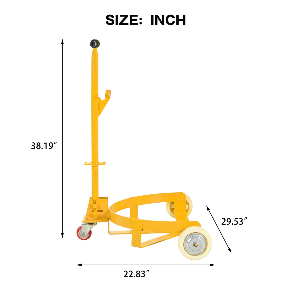 Steel Drum Dolly 55 Gallon Capacity Oil Barrel Mover with PU Wheels - Low Profile Yellow Caddy - Fab Heavy Parts