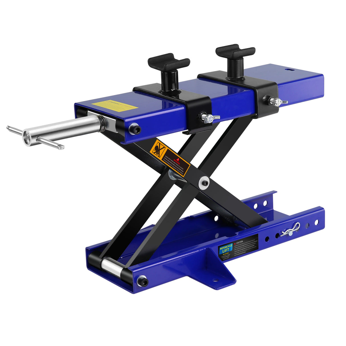 Steel Motorcycle ATV Scissor Lift Jack Crank Hoist Stand with Saddle and Safety Pins 1100 lbs - Fab Heavy Parts