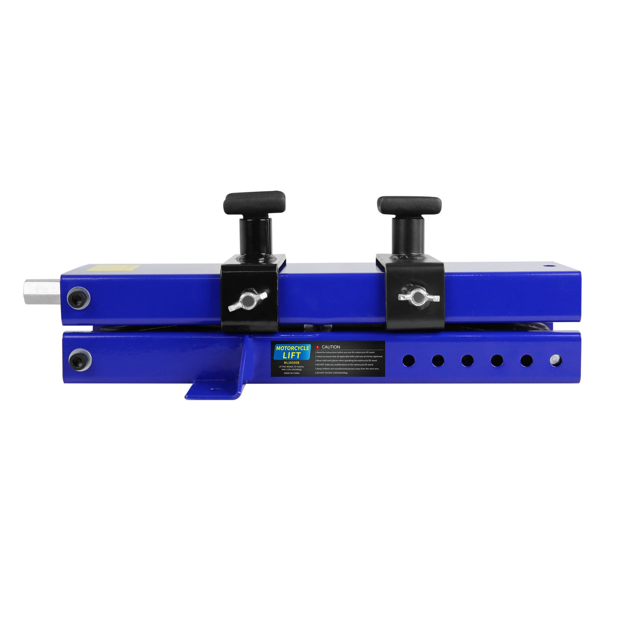 Steel Motorcycle ATV Scissor Lift Jack Crank Hoist Stand with Saddle and Safety Pins 1100 lbs - Fab Heavy Parts