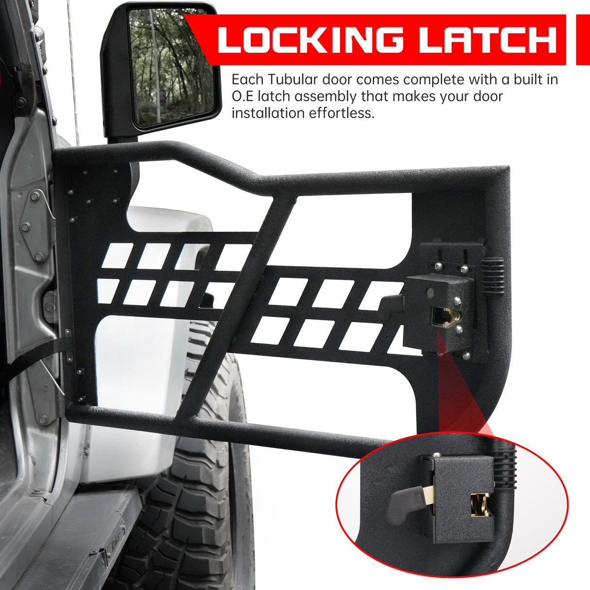 Steel Tubular Doors with Side View Mirror for 2007 - 2018 Jeep Wrangler JK JKU 4 Door - Fab Heavy Parts