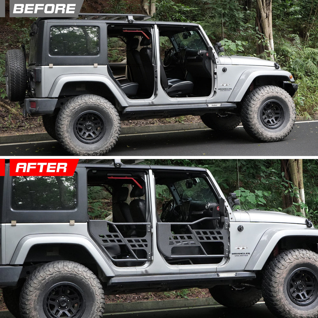 Steel Tubular Doors with Side View Mirror for 2007 - 2018 Jeep Wrangler JK JKU 4 Door - Fab Heavy Parts