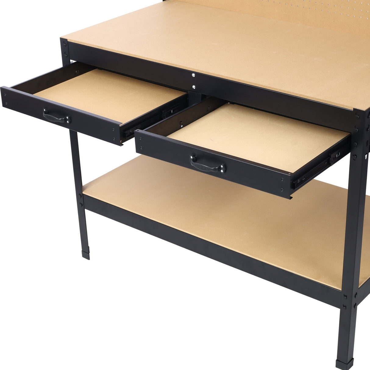 Steel Workbench Tool Storage Workshop Table W/Drawer and Peg Board 4xAC Outlets 2xUSB Ports - Fab Heavy Parts