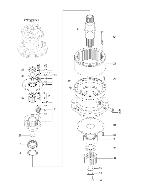 Swing Reduction 31QB - 10141 31QB10141 Fits For Hyundai R480LC - 9 R520LC - 9 - Fab Heavy Parts