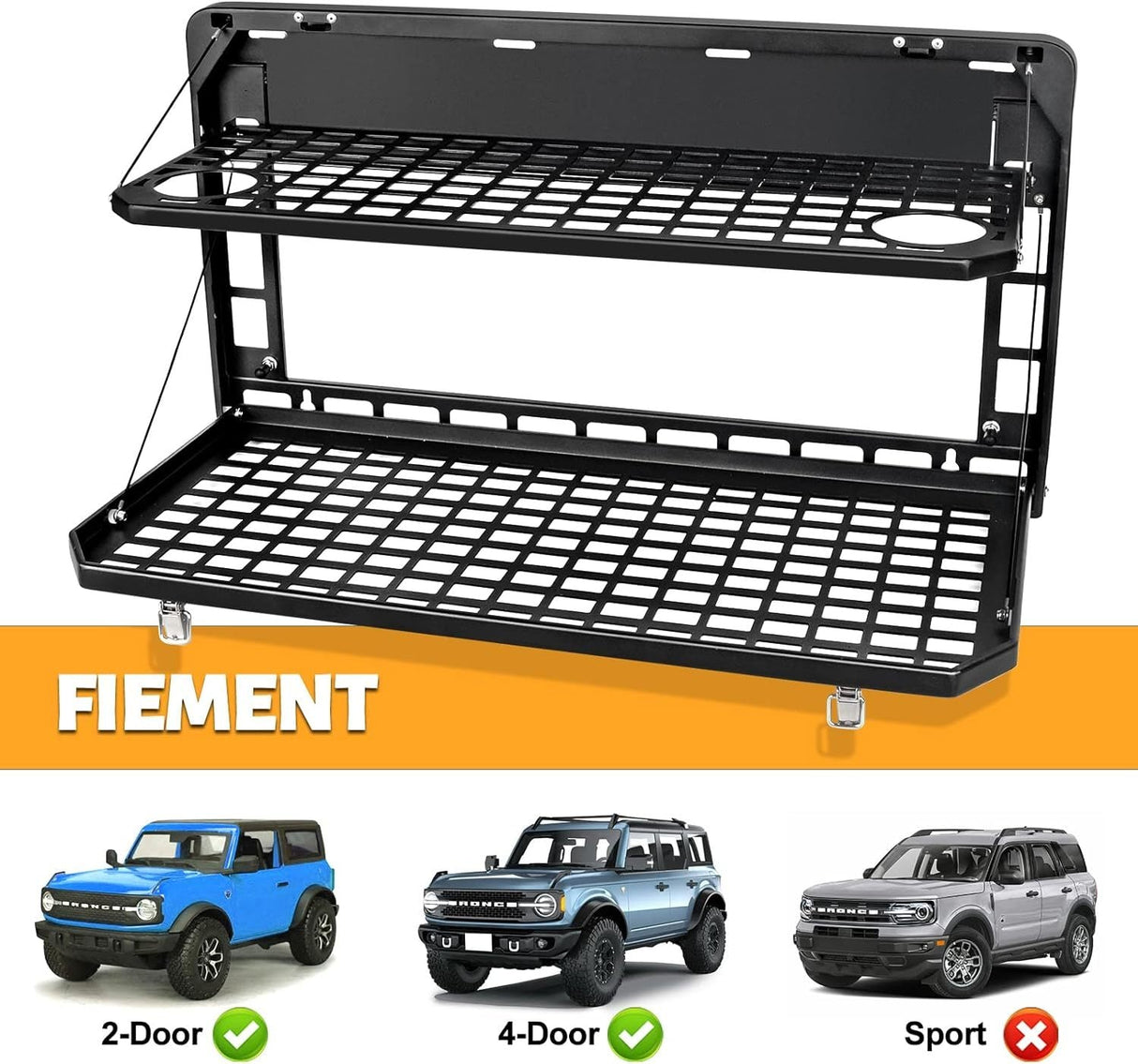 Tailgate Table Rear Foldable Cargo Shelf Aluminum Alloy Storage Shelf for Ford Bronco 2021 - 2024 - Fab Heavy Parts