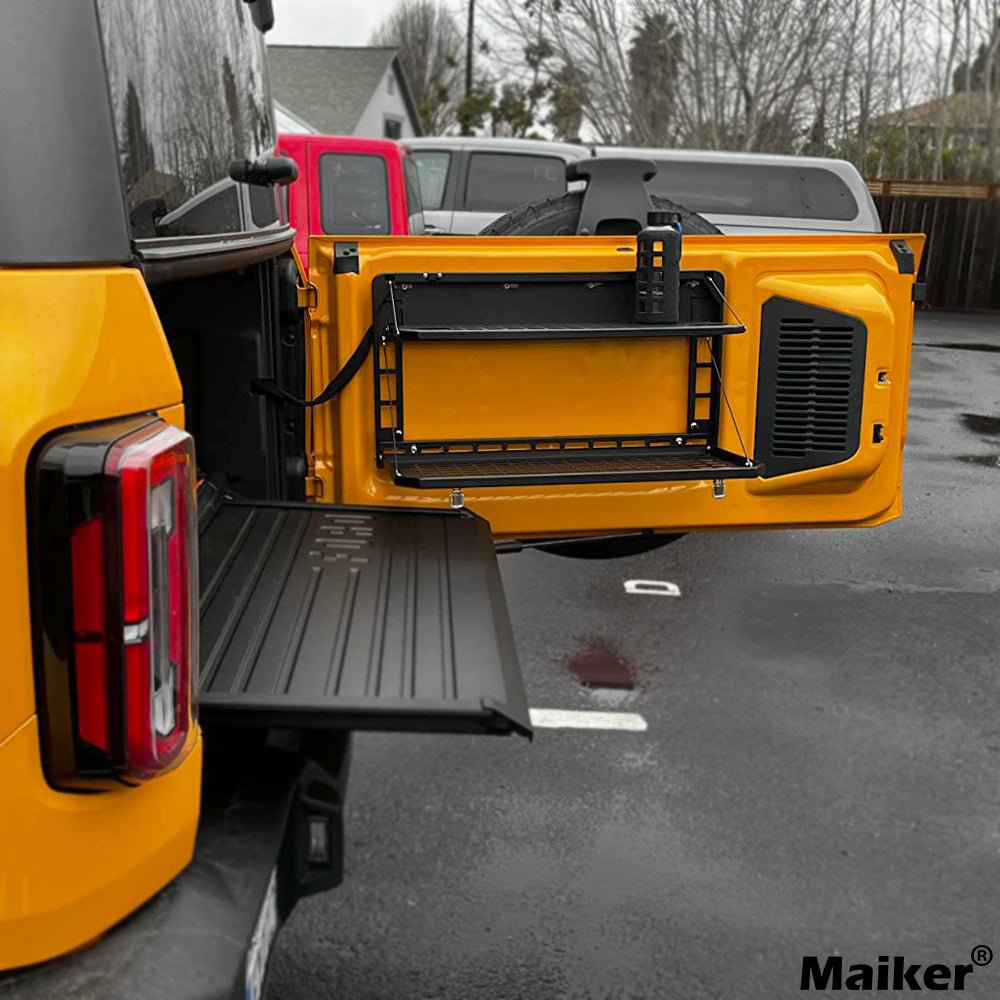 Tailgate Table Rear Foldable Cargo Shelf Aluminum Alloy Storage Shelf for Ford Bronco 2021 - 2024 - Fab Heavy Parts