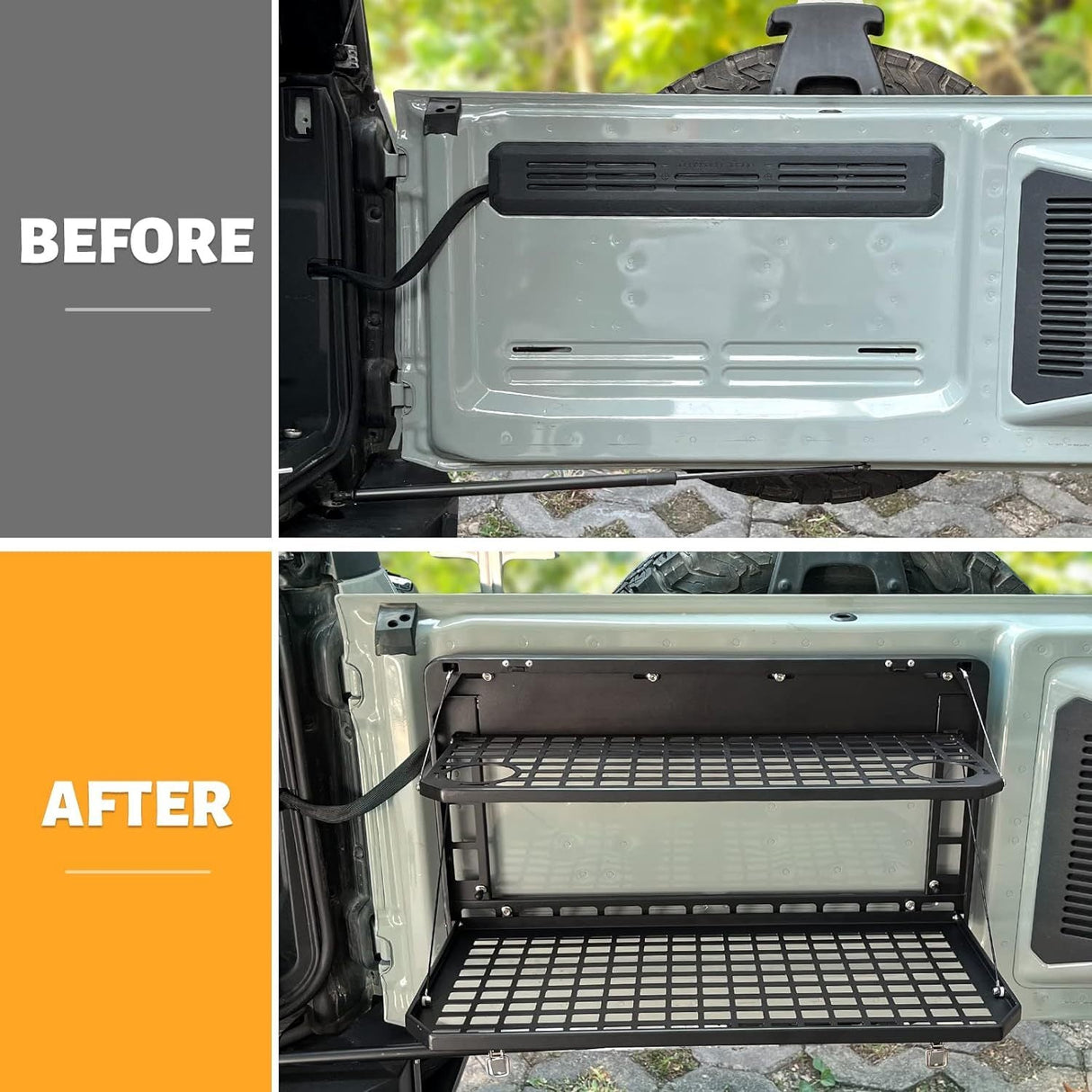 Tailgate Table Rear Foldable Cargo Shelf Aluminum Alloy Storage Shelf for Ford Bronco 2021 - 2024 - Fab Heavy Parts