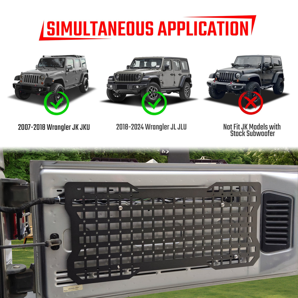 Tailgate Tactical Panel Tailgate Tool Kit Organizer Racks Fits for Jeep Wrangler 2007 - 2018 JK JKU & 2018 - 2024 JL JLU - Fab Heavy Parts