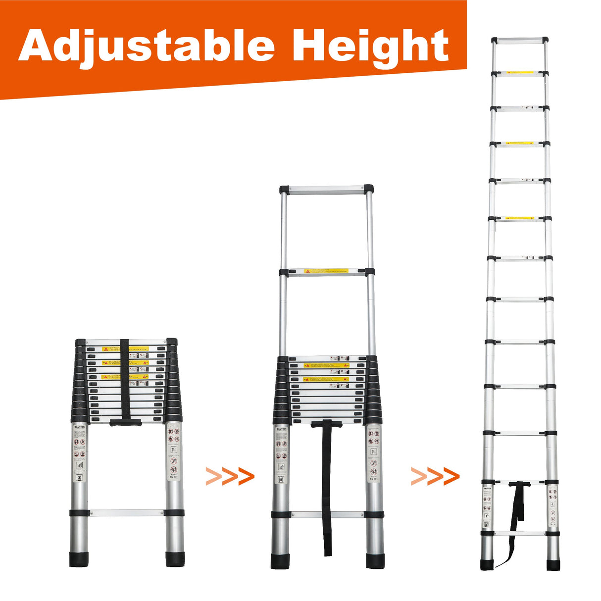 Telescoping Ladder 12.5FT Aluminum Alloy Portable Heavy Duty 300 lbs Capacity - Fab Heavy Parts
