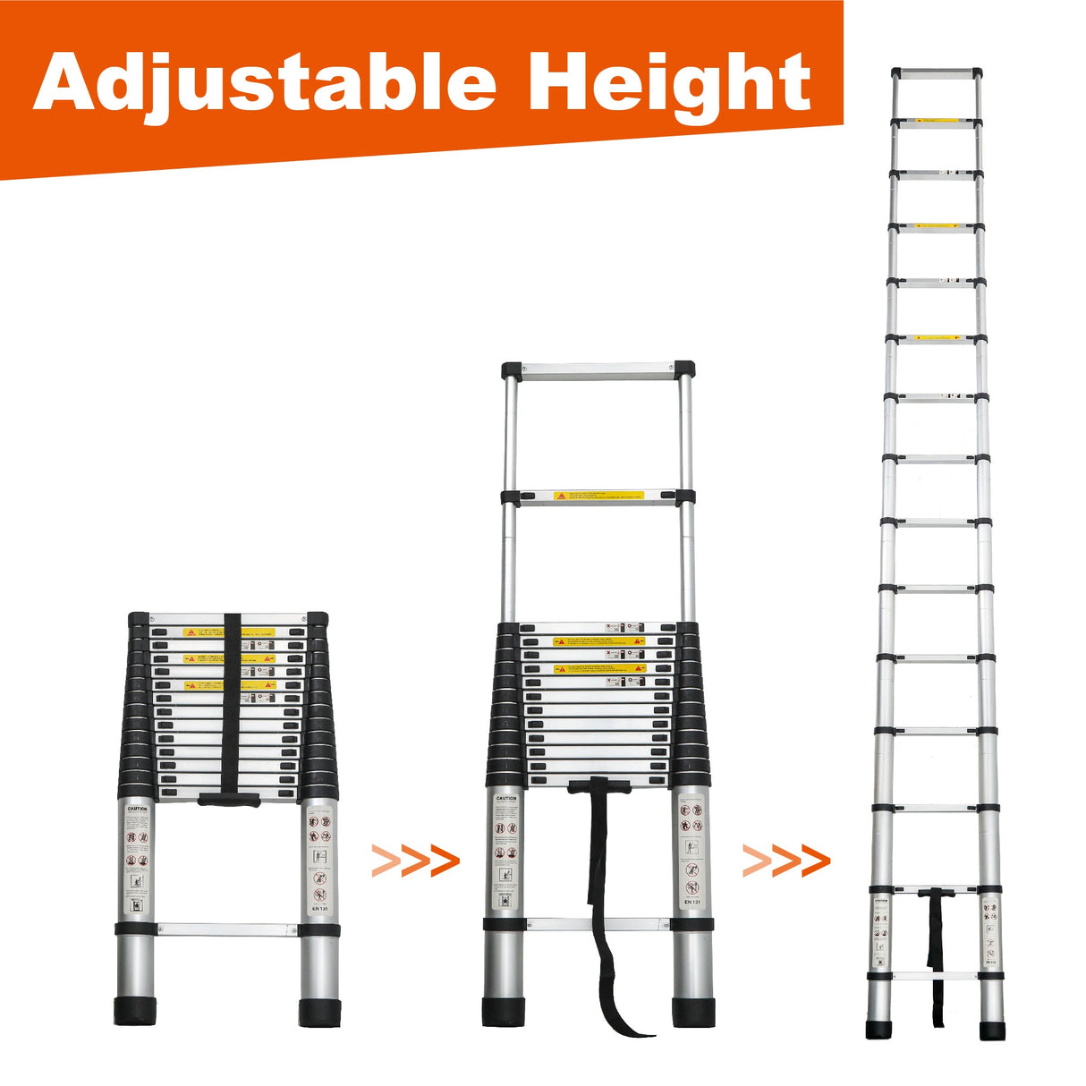 Telescoping Ladder 14.5FT Aluminum Alloy Portable Heavy Duty 300 lbs Capacity - Fab Heavy Parts