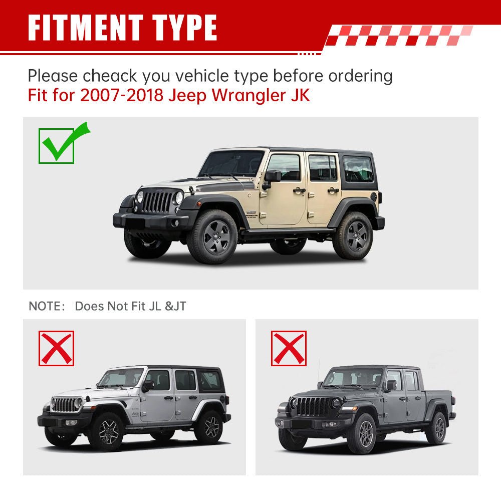 The Avenger Style Replacement Hood Fits for 2007 - 2018 Jeep Wrangler JK JKU Unlimited Rubicon Black - Fab Heavy Parts