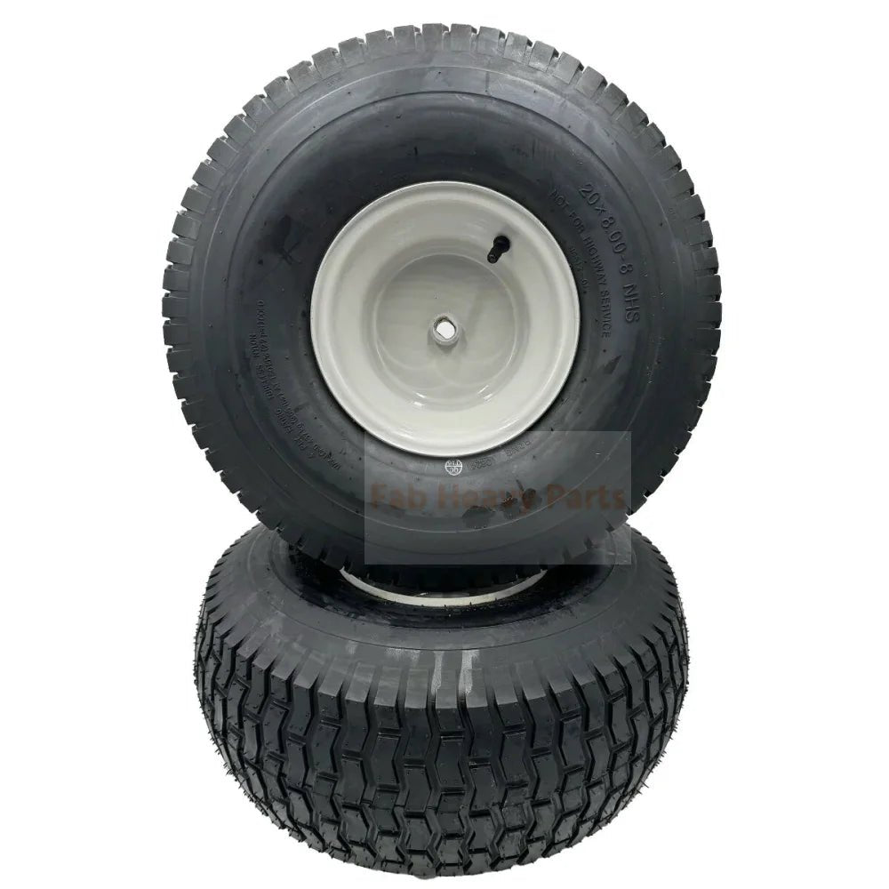 Tire 20x8.00 - 8 Gray Lawn Mower Wheel - Set of 2 - 3/4 Inch Axle, 2.90 Inch Hub - Fab Heavy Parts