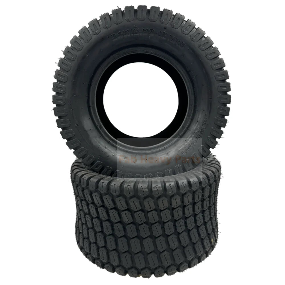 Tire 24x12.00 - 12 4Ply Lawn Mower Tires - Set 2 (Compatible with JD Mowers and More) - Fab Heavy Parts
