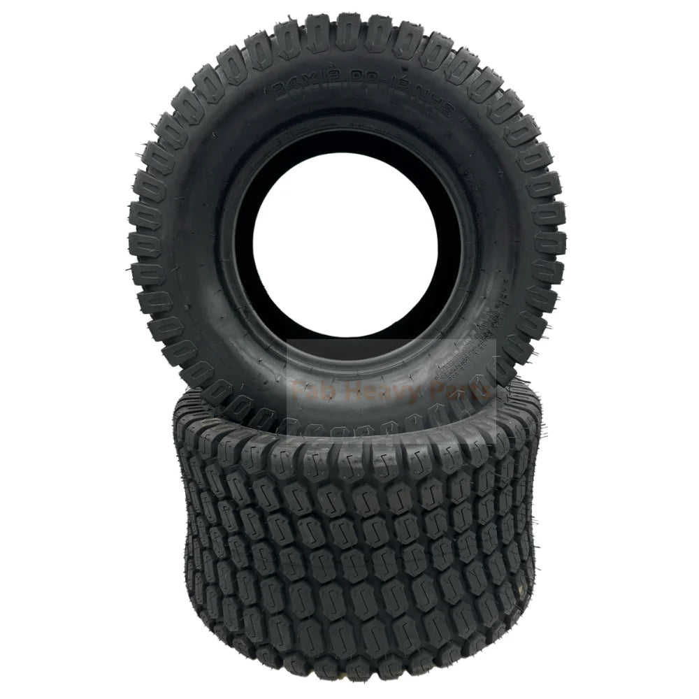 Tire 24x12.00 - 12 4Ply Lawn Mower Tires - Set of 2 Fits for JD Mowers and More - Fab Heavy Parts