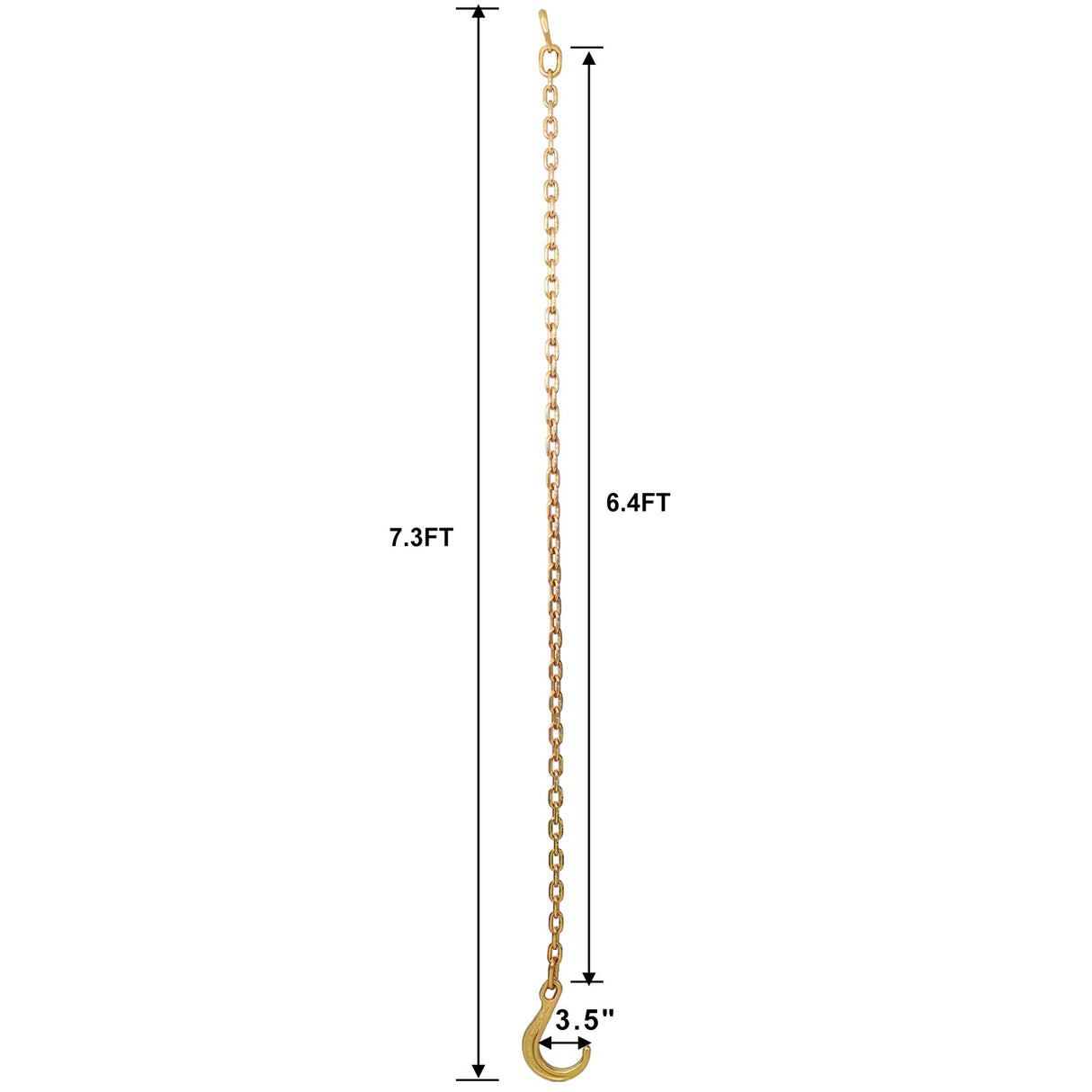 Tow Chain with 8 Inch Forged J Hook and Grab Grade 70 Chain 6 Foot 4,700 Pound Safe Working Load - Fab Heavy Parts