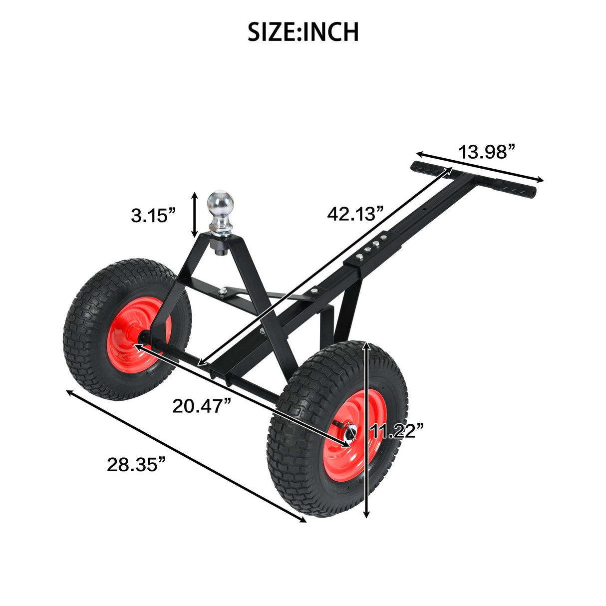 Trailer Dolly with 2 Inch Ball 1000 lbs Capacity - Fab Heavy Parts