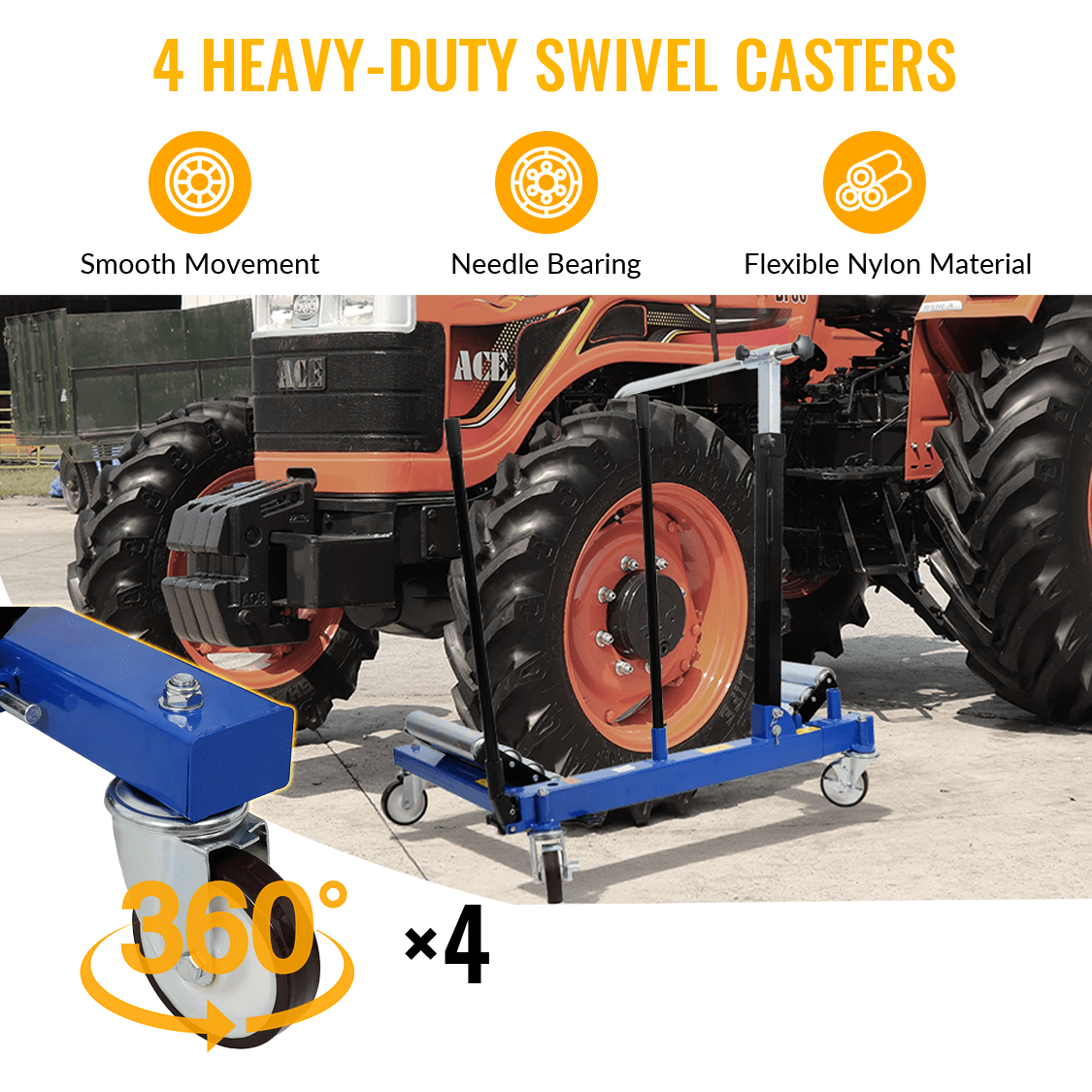 Truck Tractor Tire Wheel Dolly 2640 Capacity Heavy Duty Portable Dual Wheel Dolly - Blue - Fab Heavy Parts