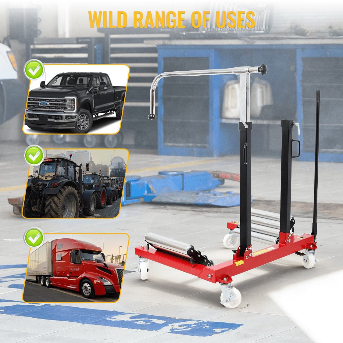 Truck Tractor Tire Wheel Dolly Heavy Duty Portable Dual Wheel Dolly with 2640 lb. Capacity - Fab Heavy Parts