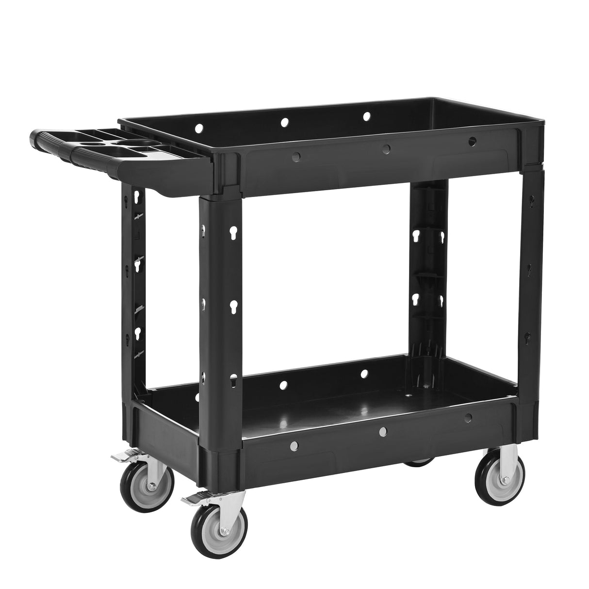 Two - Shelf Utility Cart with Wheels 600 LBS Capacity Rolling Utility & Tool Carts with Locking Wheels - Fab Heavy Parts