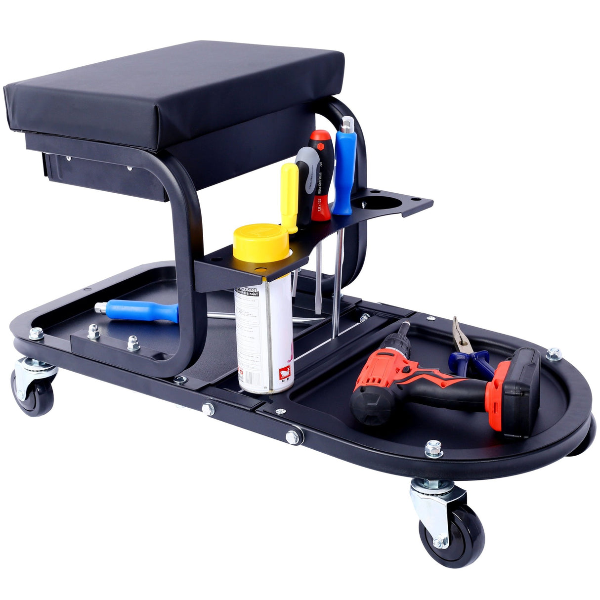 Ultimate Rolling Detailing & Utility Cart 15' 1/2" x 8' 3/4" x 18' 1/2" Black - Fab Heavy Parts