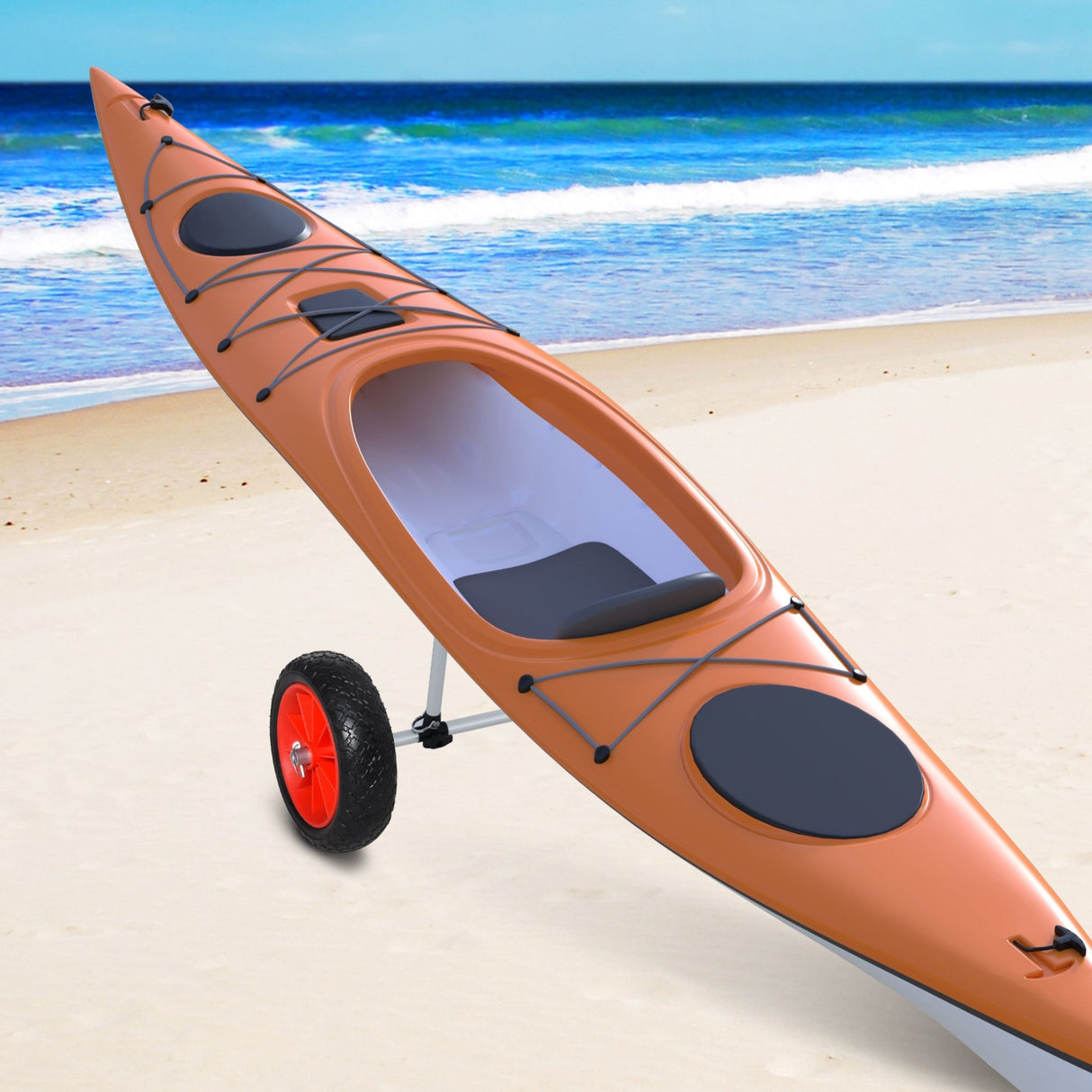 Universal Kayak Cart Trolley Trailer Kayak Wheels with Strong Aluminum Frame Adjustable Width Crossbar Large Tires - Fab Heavy Parts