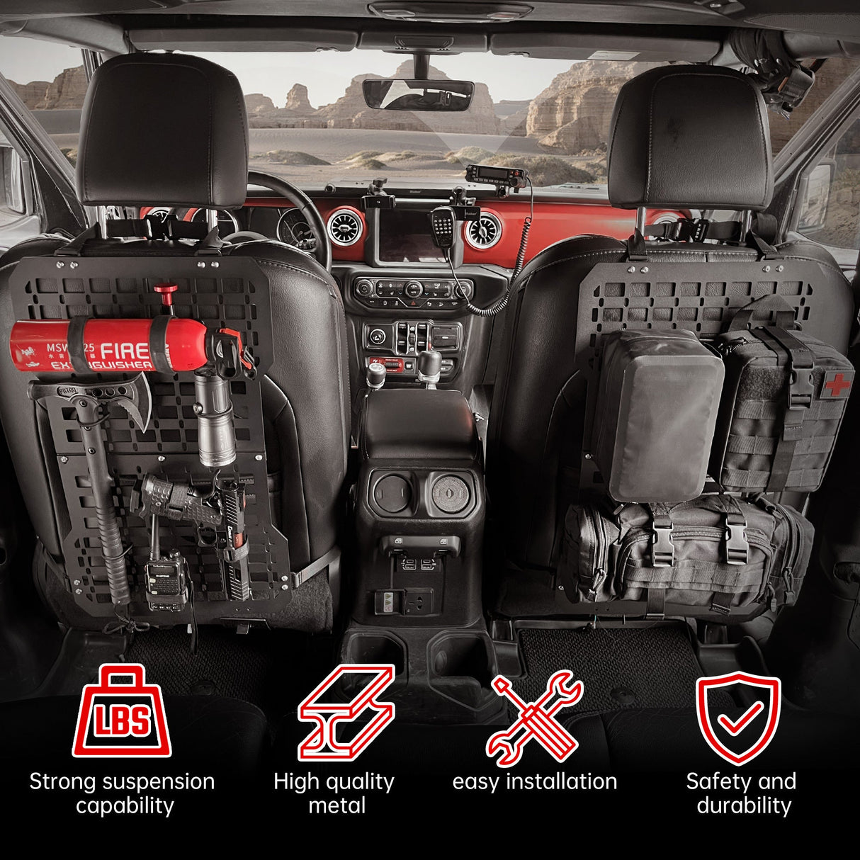 Universal Seat Back Molle Panel Organizer With Gun Holder - Fab Heavy Parts