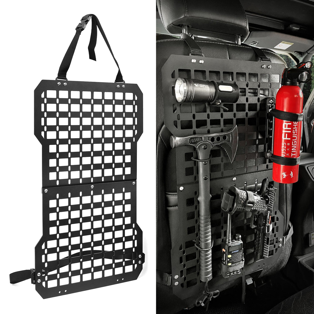 Universal Seat Back Molle Panel Organizer With Gun Holder - Fab Heavy Parts