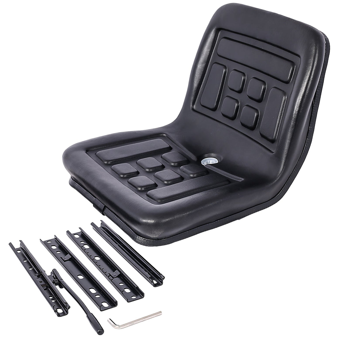 Universal Tractor Seat with a Drain Hole Thickly - Padded Horizontally Adjustable - Black - Fab Heavy Parts