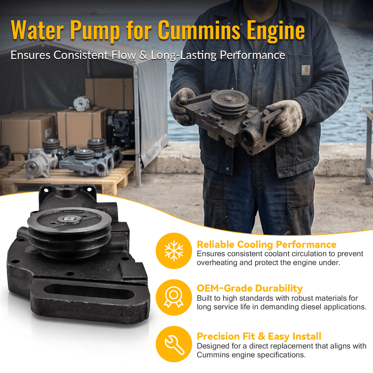Water Pump 3801715 3801784 for Cummins Engine NT855 855 NH855 N310 NTC335 NTC350 - Fab Heavy Parts