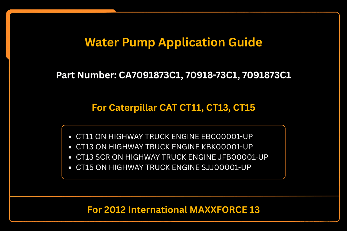 Water Pump 7091873C1 for 2012 International MAXXFORCE 13 Fits for Caterpillar CT11 CT13 - Fab Heavy Parts