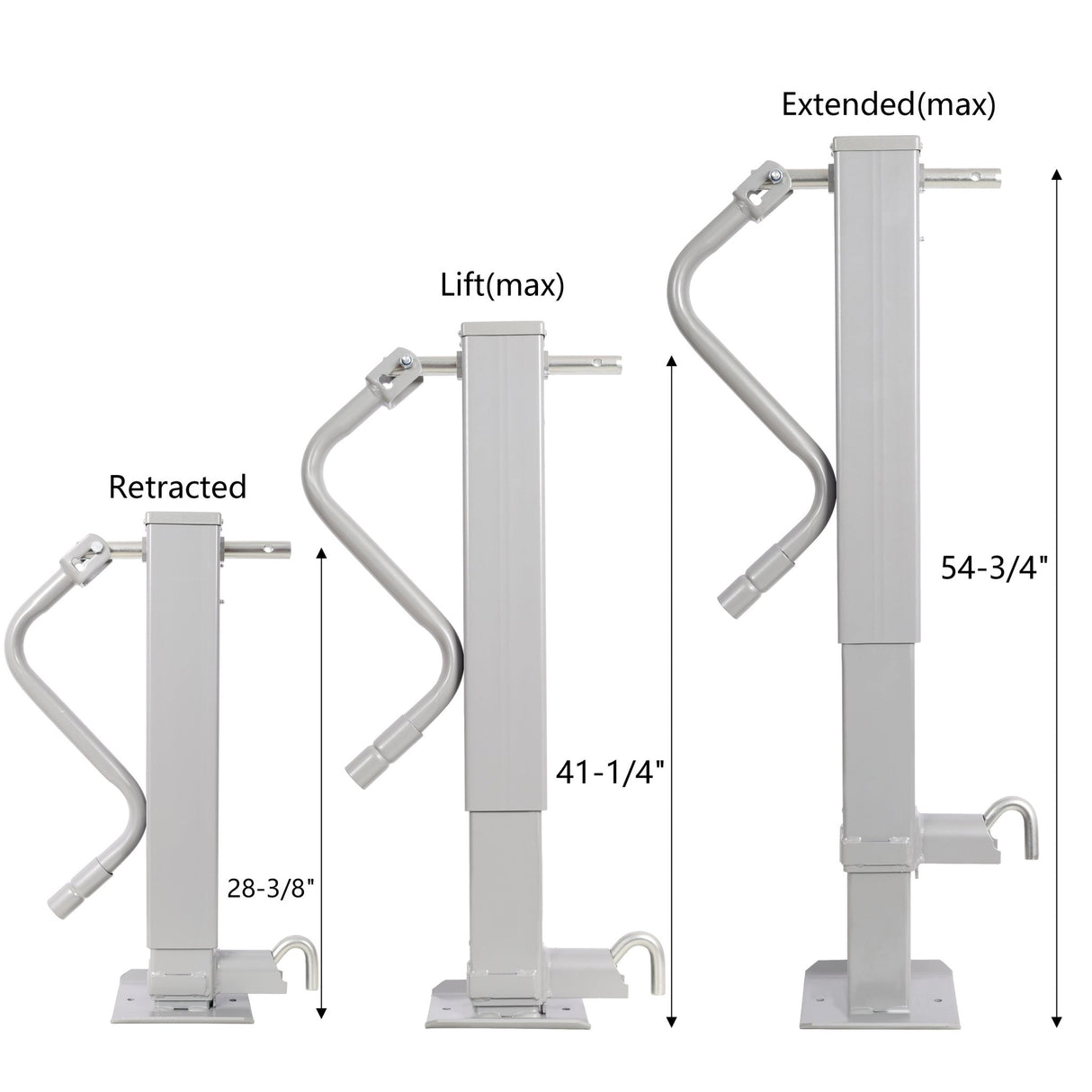 Weld On Trailer Jack 12,000 lbs. Capacity Sidewind Crank No Mount Square Jack Tube 26 Inch Travel Heavy - Duty - Gray - Fab Heavy Parts