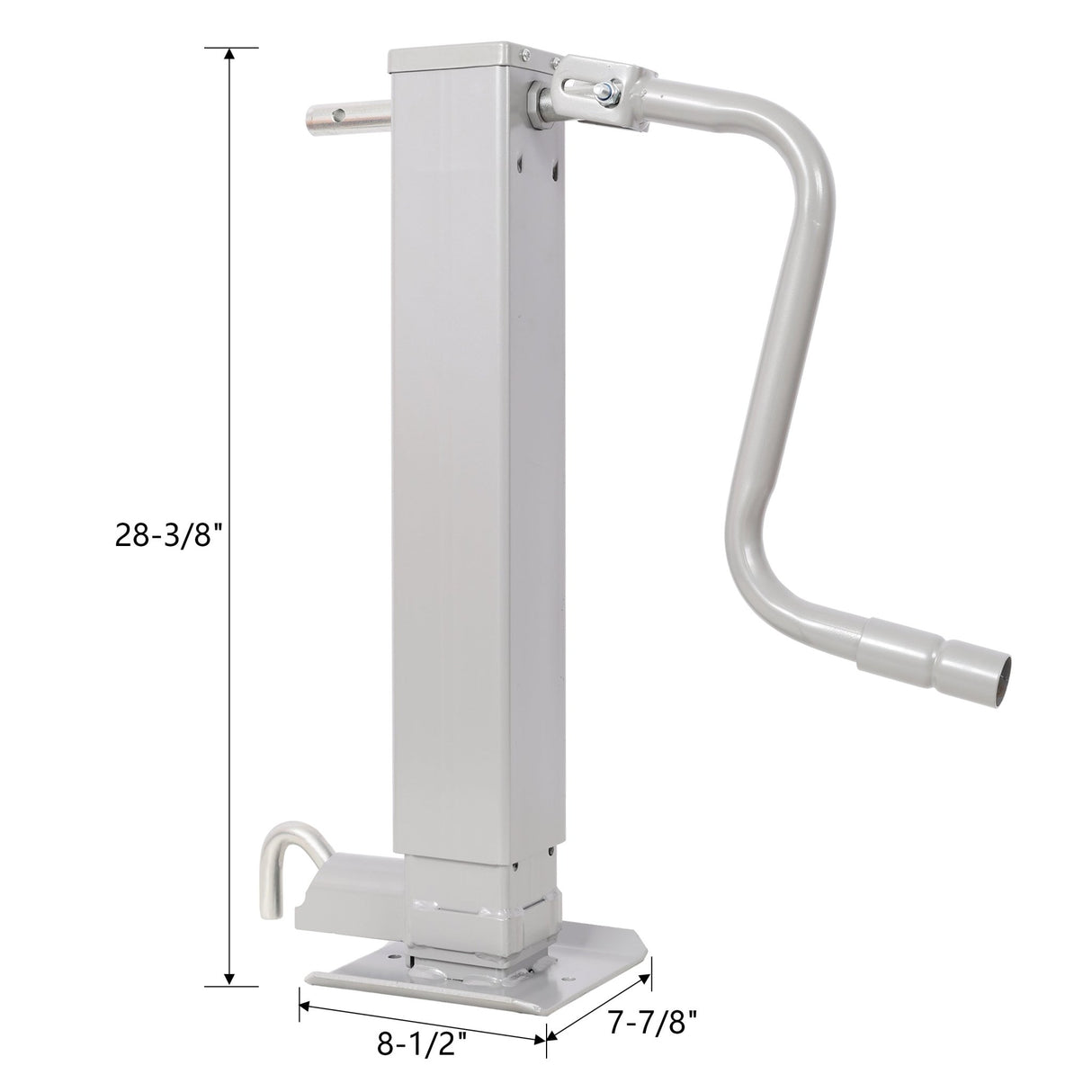 Weld On Trailer Jack 12,000 lbs. Capacity Sidewind Crank No Mount Square Jack Tube 26 Inch Travel Heavy - Duty - Gray - Fab Heavy Parts